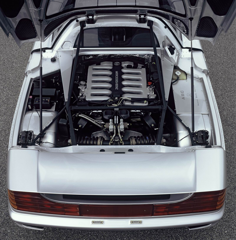 The engine apparently had a safety strap, like a seatbelt, to keep it from moving in a crash. The Enzo could have used this. Photo: M-B